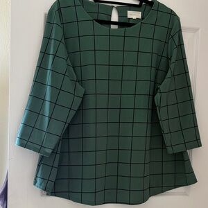 MELLODAY Green Checkered Blouse